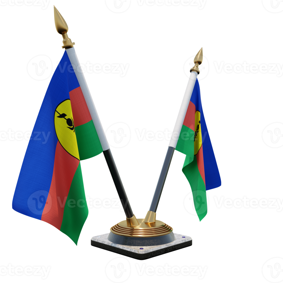 nova caledônia ilustração 3d suporte de bandeira de mesa dupla v png