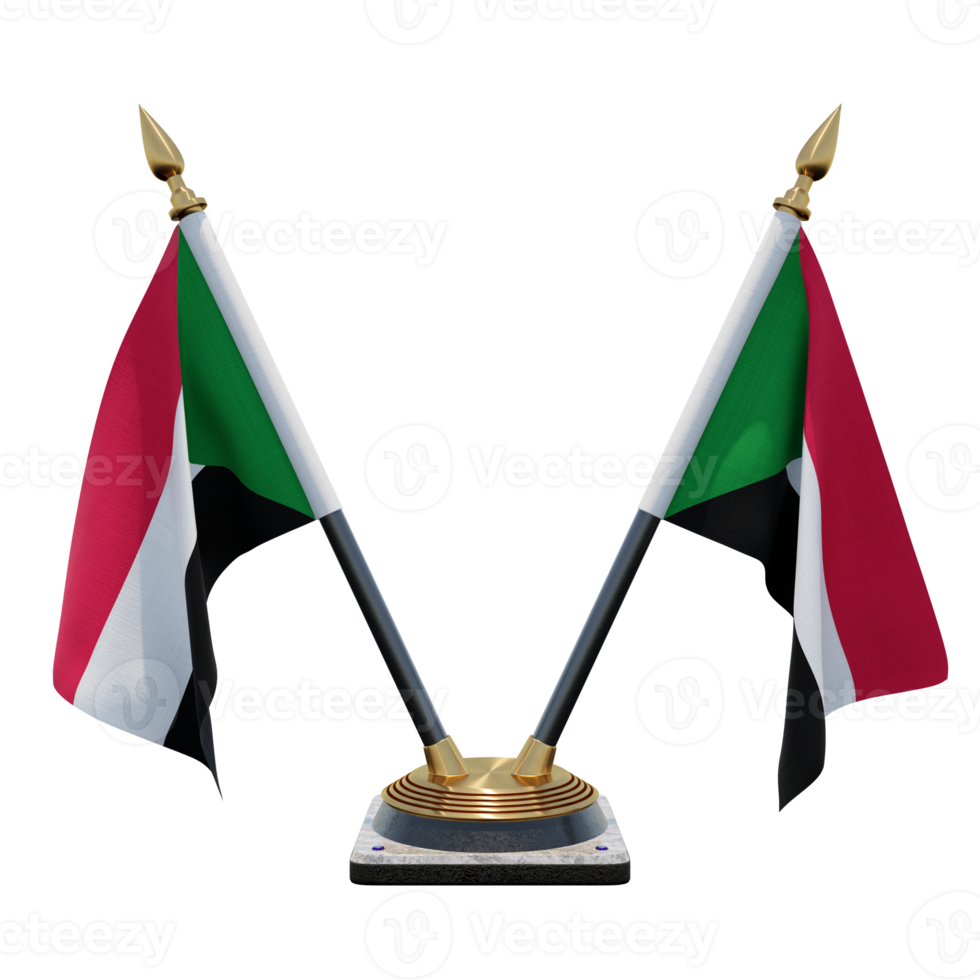 Sudan 3d illustration Double V Desk Flag Stand png