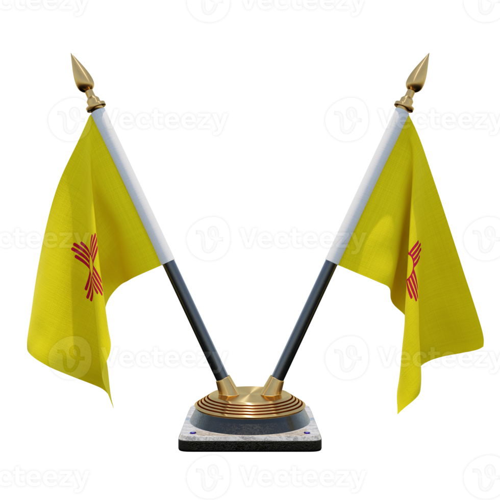 New Mexico 3d illustration Double V Desk Flag Stand png