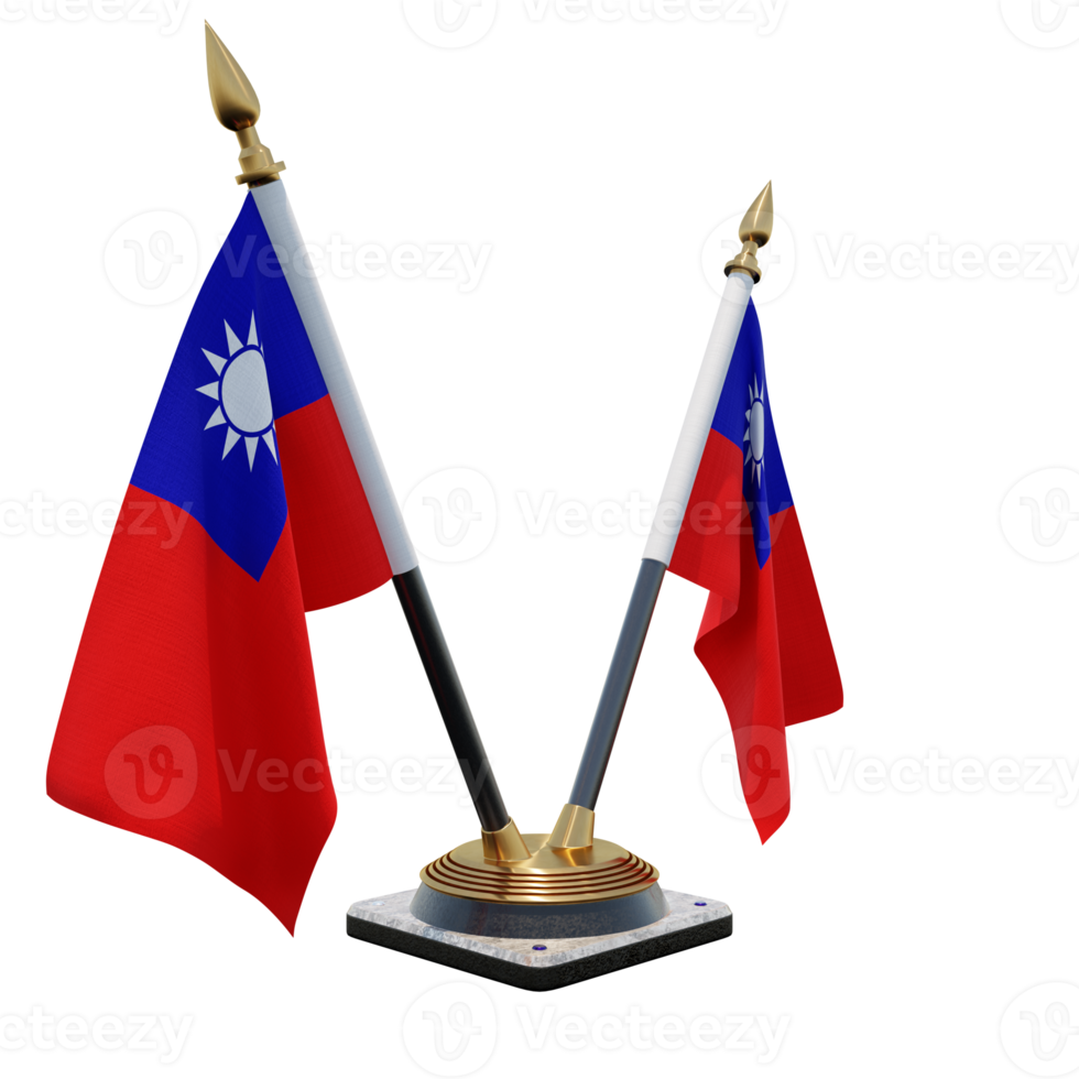Taiwan Republic of China 3d illustration Double V Desk Flag Stand png