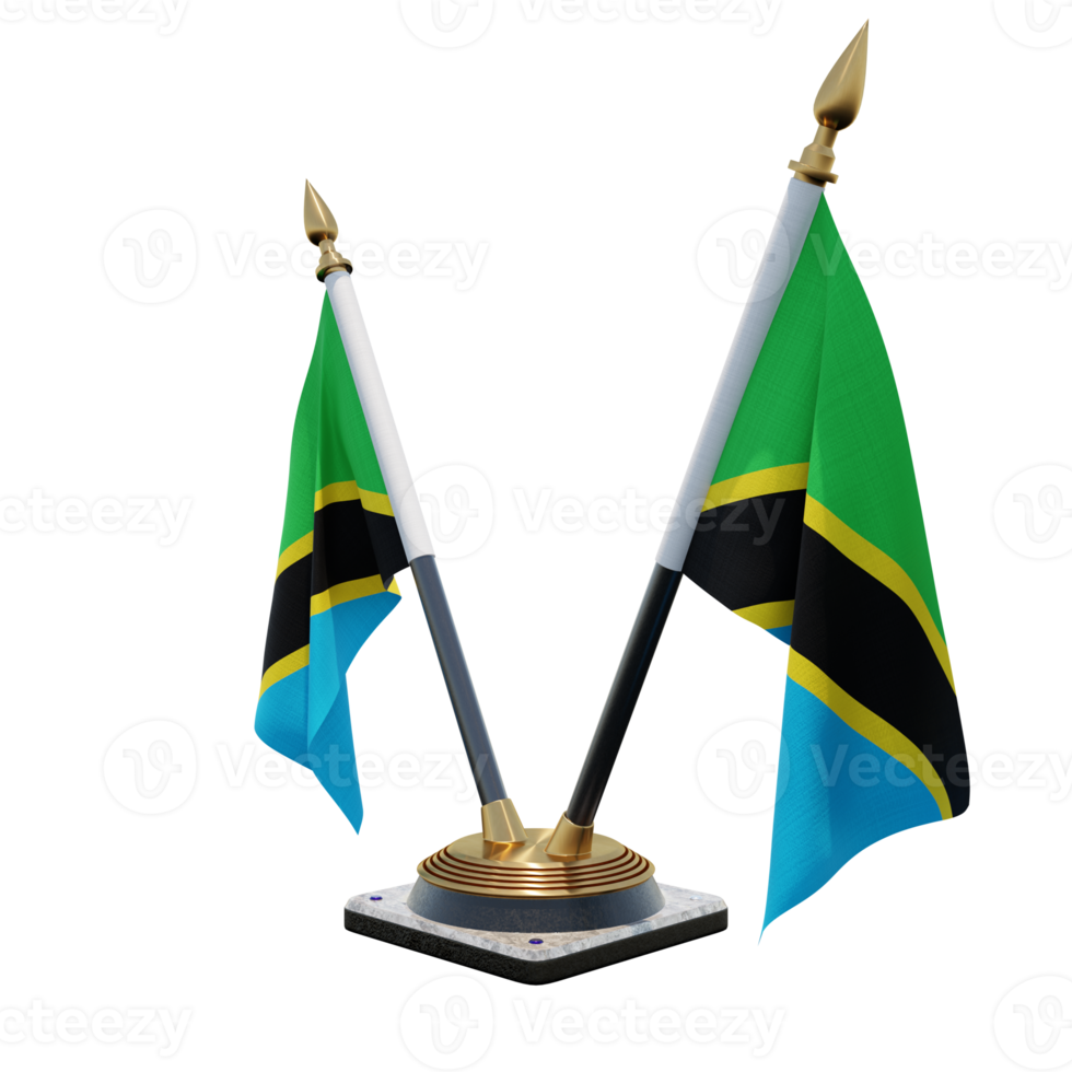 Tanzania 3d illustration Double V Desk Flag Stand png