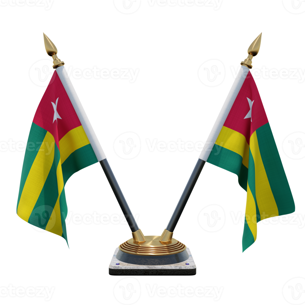 Togo 3d illustration dubbel- v skrivbord flagga stå png