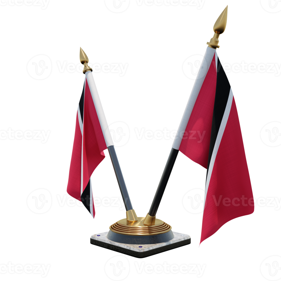 Trinidad and Tobago 3d illustration Double V Desk Flag Stand png