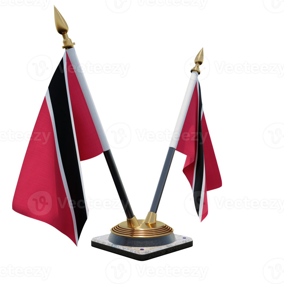 Trinidad and Tobago 3d illustration Double V Desk Flag Stand png