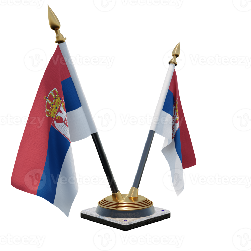 Serbia 3d illustration Double V Desk Flag Stand png