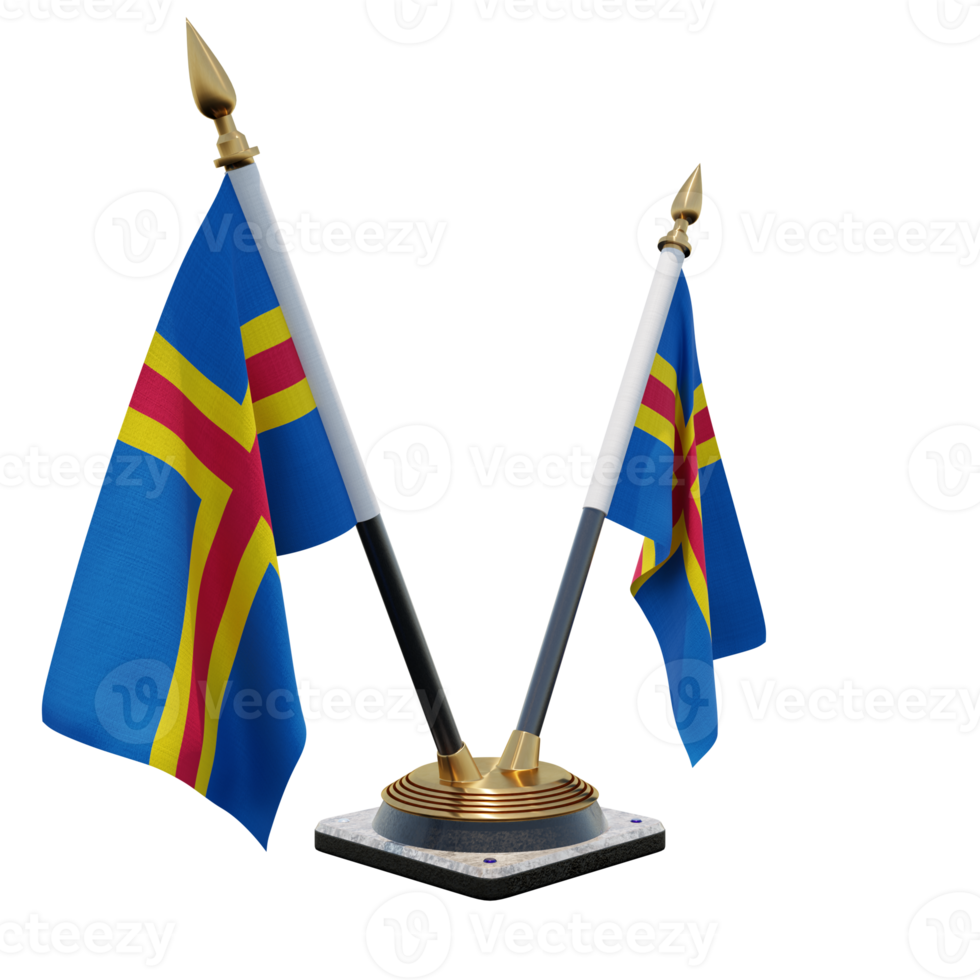 Aland 3d illustration Double V Desk Flag Stand png