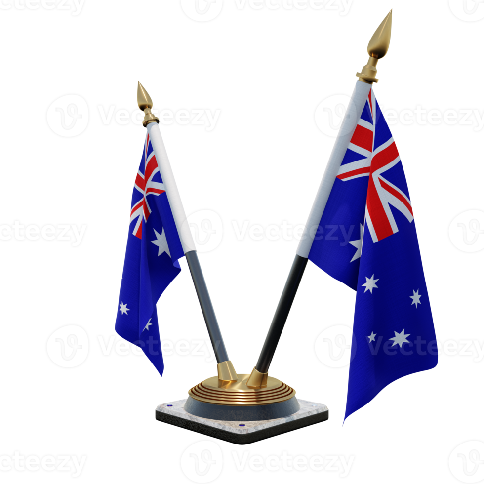 Australia 3d illustration Double V Desk Flag Stand png
