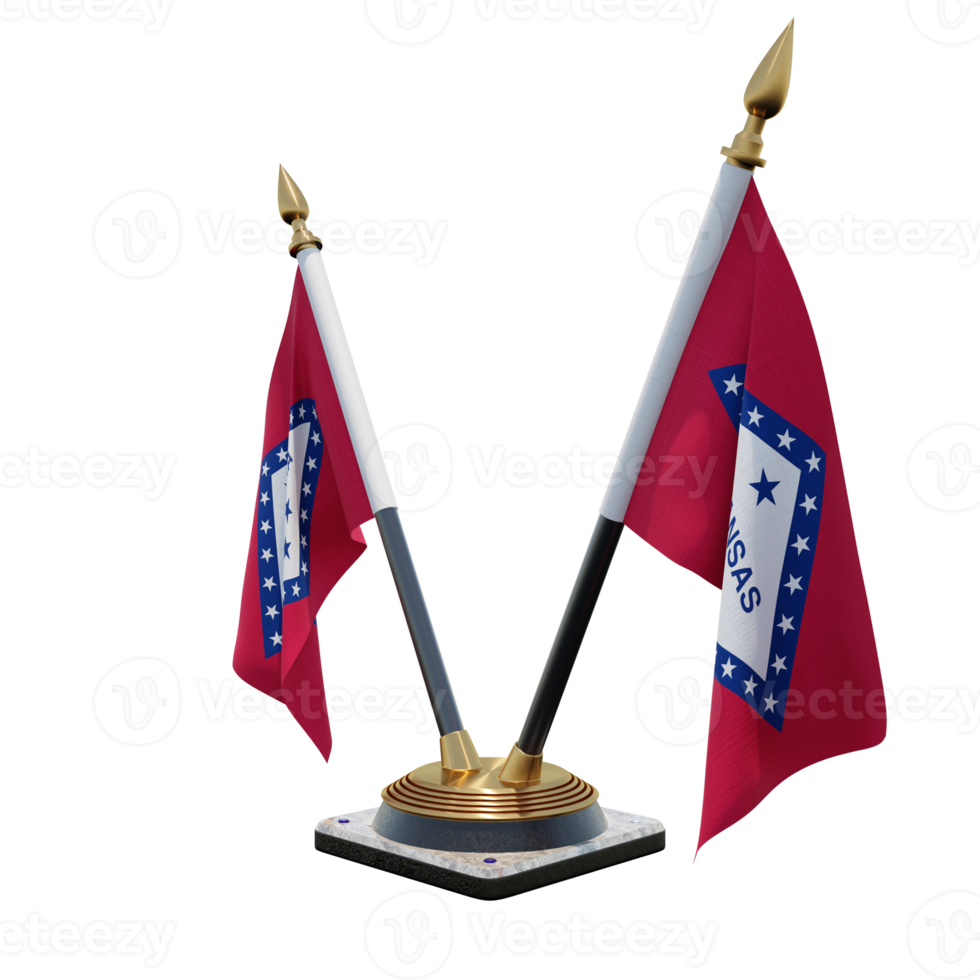 Arkansas 3d illustration Double V Desk Flag Stand png
