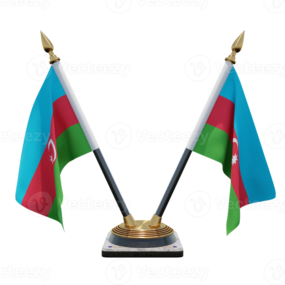 Azerbeidzjan 3d illustratie dubbele v bureau vlag staan png