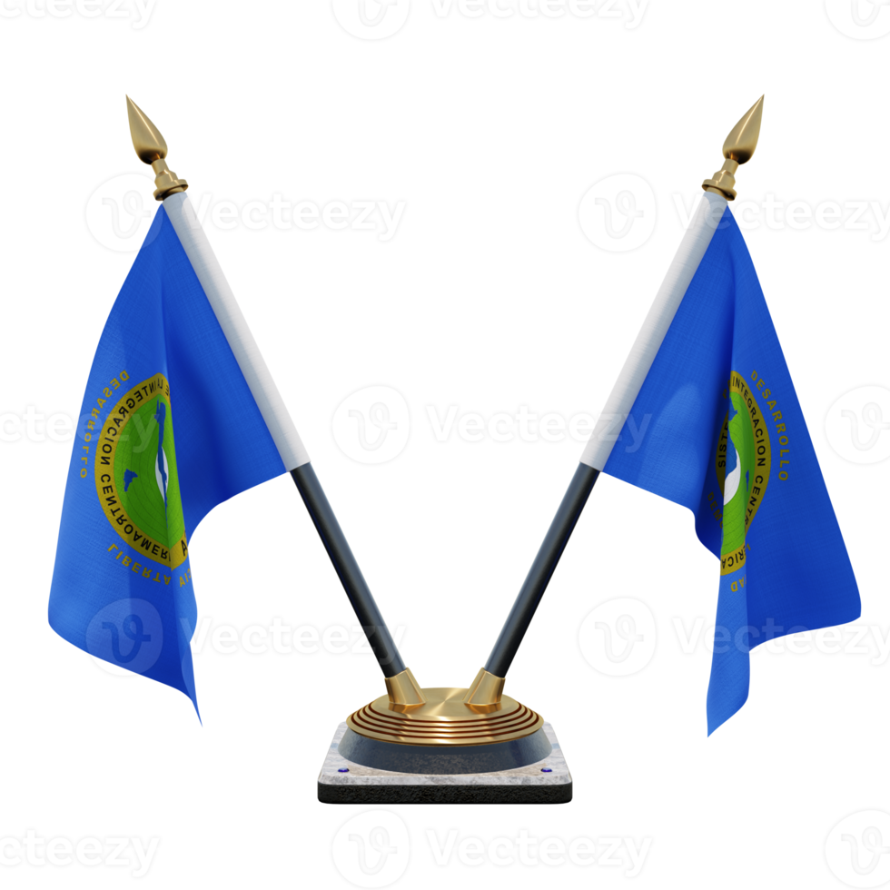 sistema de integração da américa central ilustração 3d suporte de bandeira de mesa dupla v png