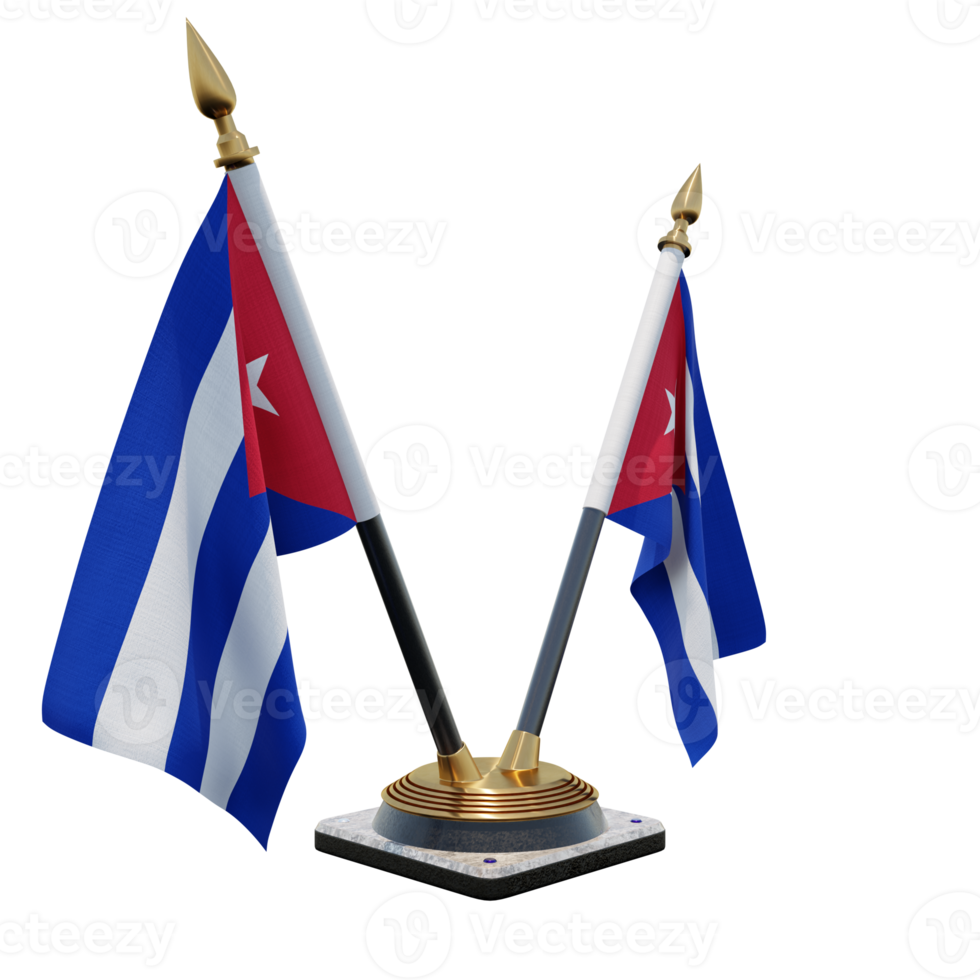 Cuba 3d illustration Double V Desk Flag Stand png