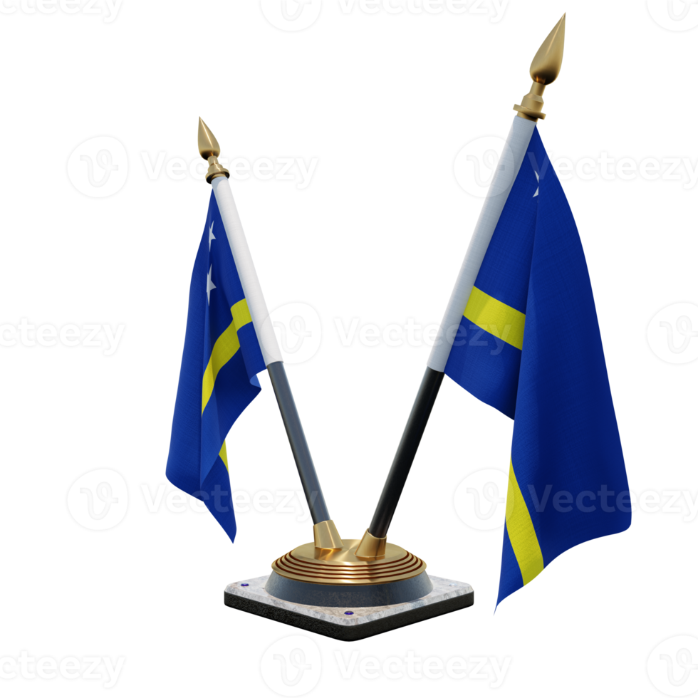 Curacao 3d illustration Double V Desk Flag Stand png