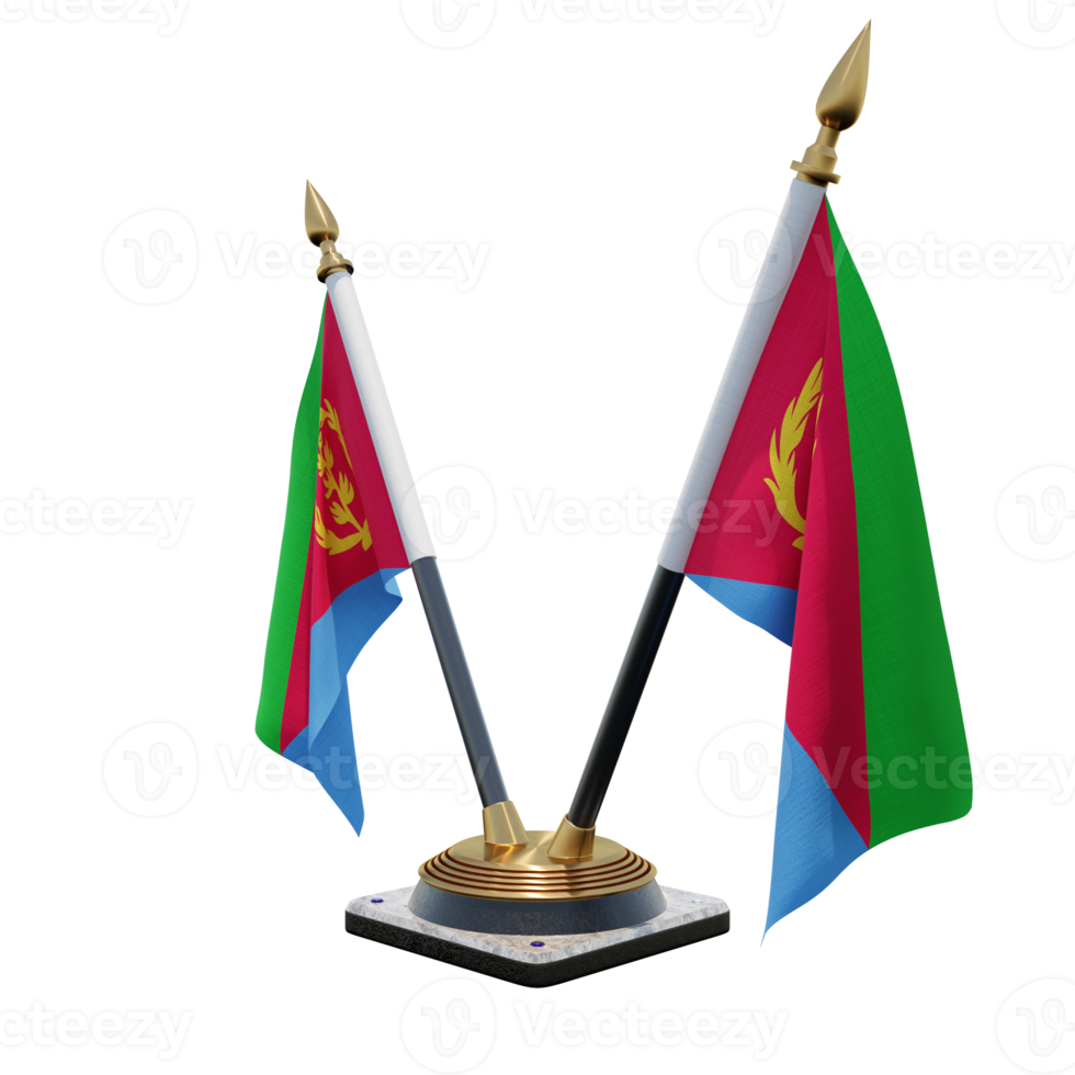 Eritrea 3d illustration Double V Desk Flag Stand png