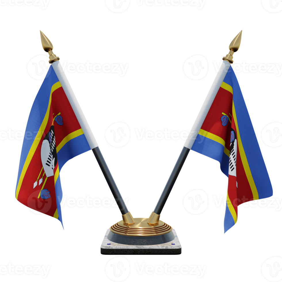 illustration 3d eswatini support de drapeau de bureau double v png