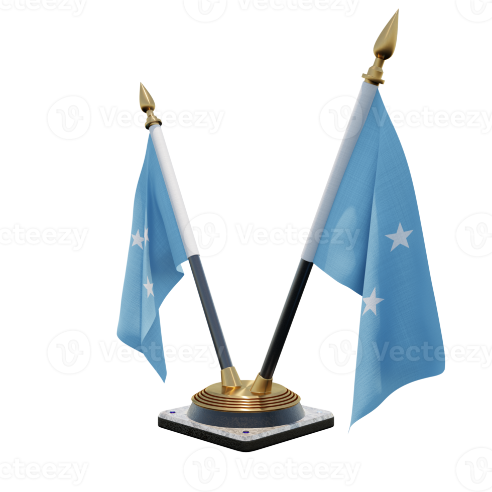 Federated States of Micronesia 3d illustration Double V Desk Flag Stand png