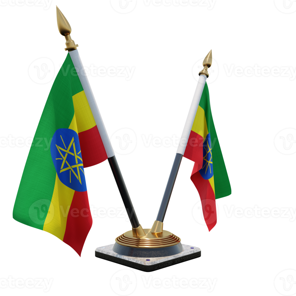 Ethiopia 3d illustration Double V Desk Flag Stand png