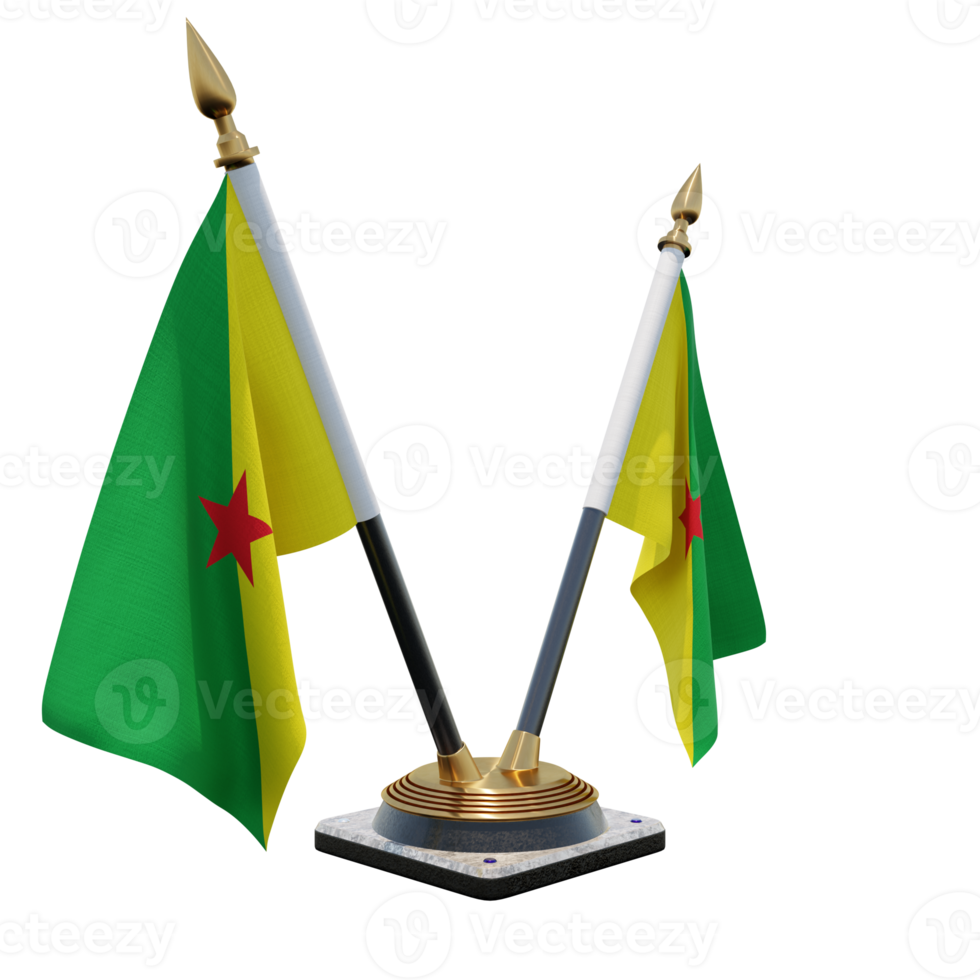 guyane française illustration 3d double v support de drapeau de bureau png