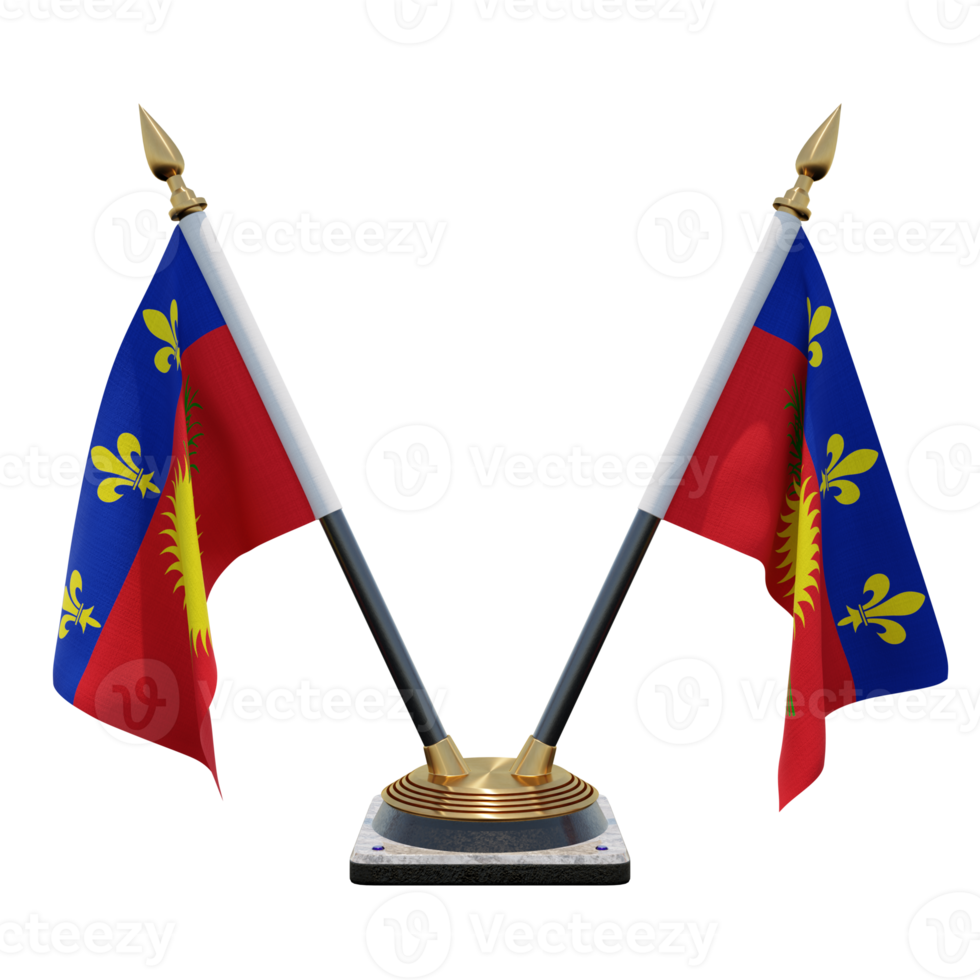 Guadeloupe 3d illustration Double V Desk Flag Stand png