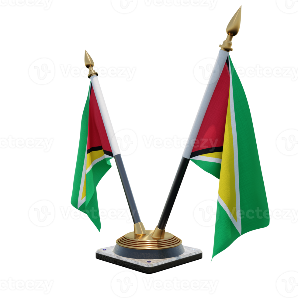 Guyana 3d illustration Double V Desk Flag Stand png