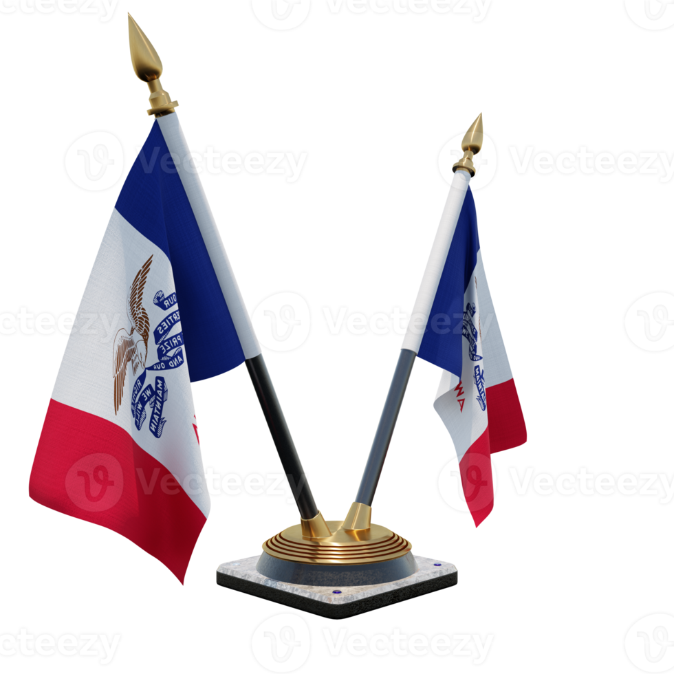 Iowa 3d illustration Double V Desk Flag Stand png