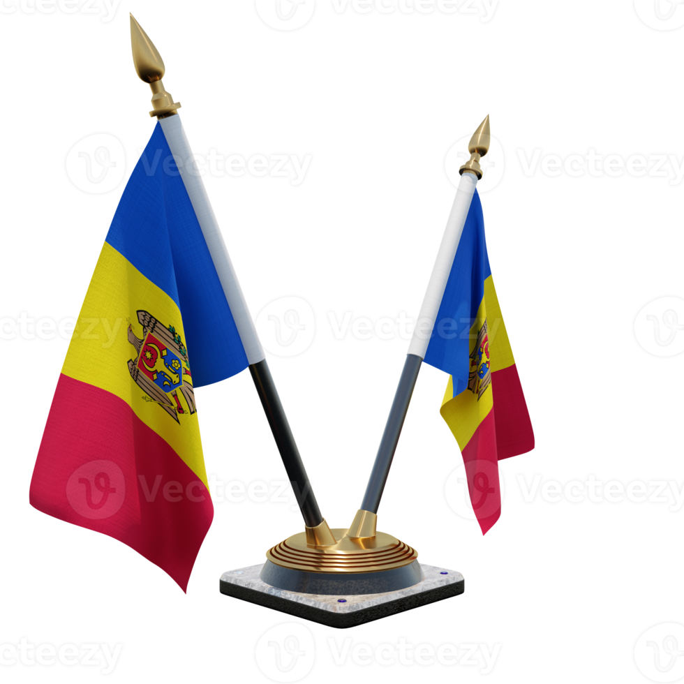 Moldova 3d illustration Double V Desk Flag Stand png