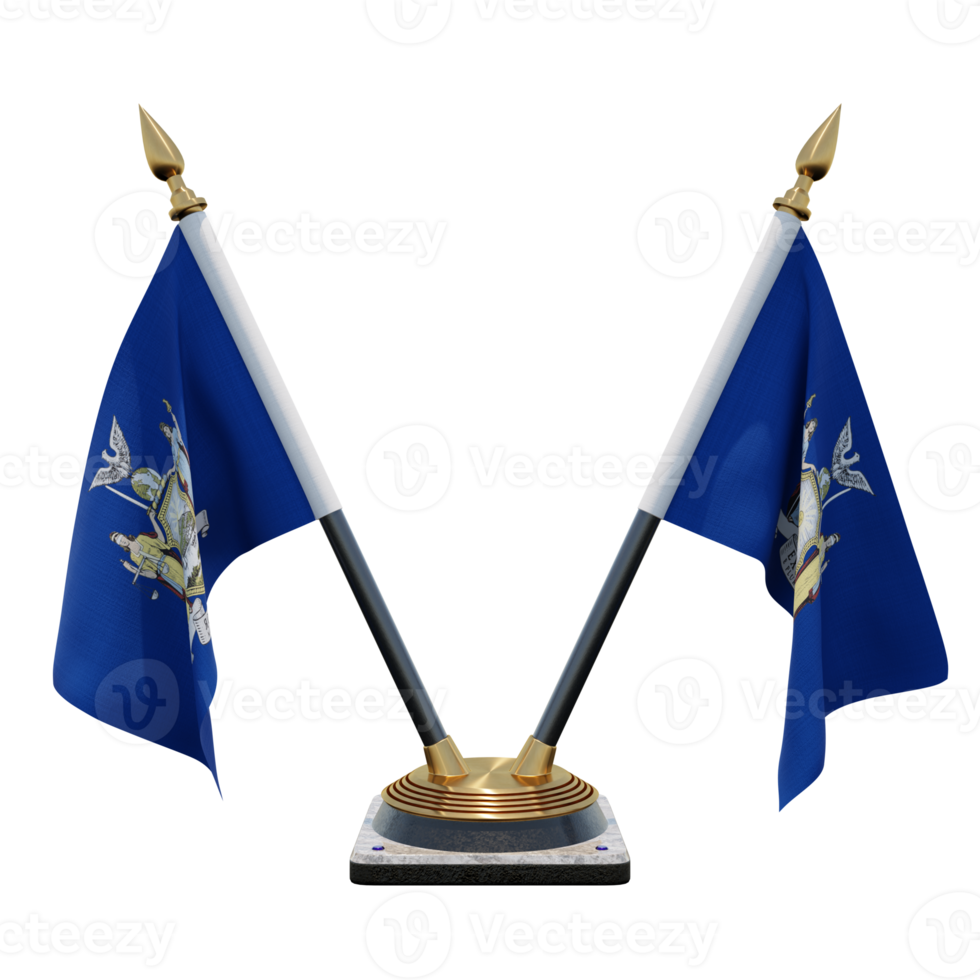 New York 3d illustration Double V Desk Flag Stand png