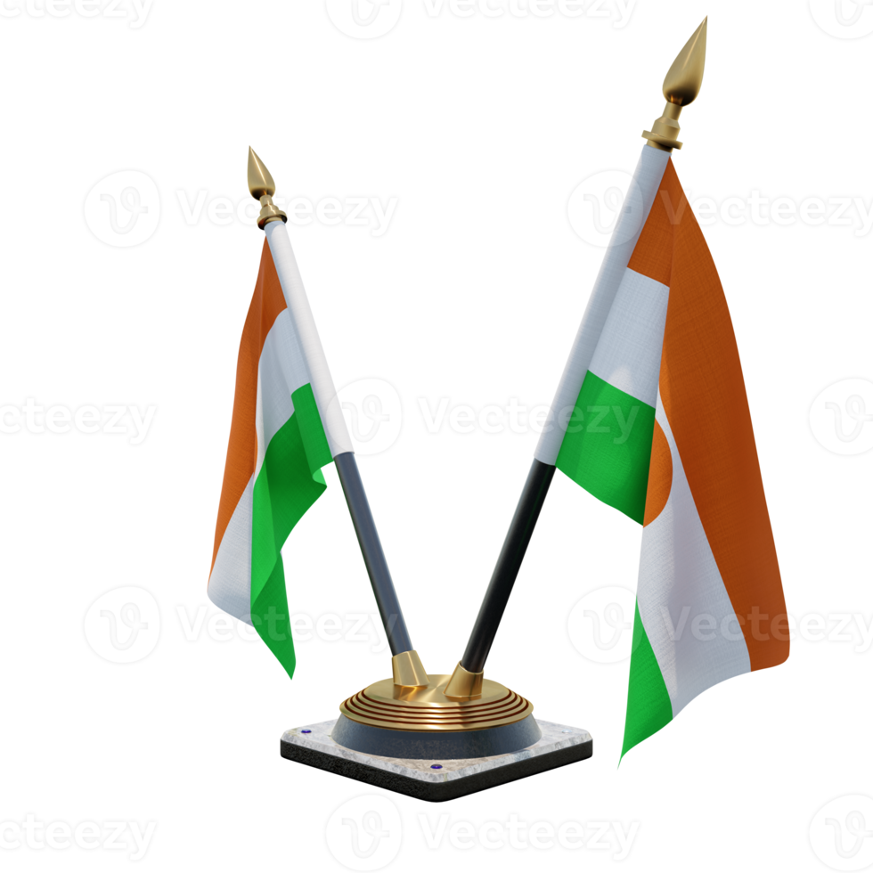 Niger 3d illustration Double V Desk Flag Stand png