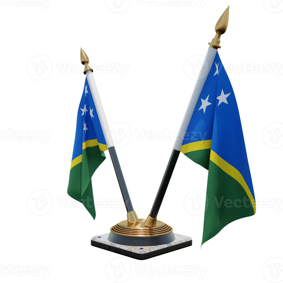 Solomon Islands 3d illustration Double V Desk Flag Stand png