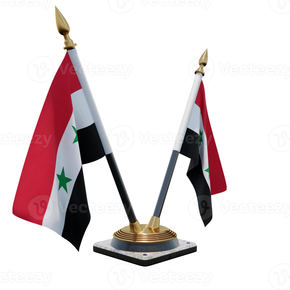 Syria 3d illustration Double V Desk Flag Stand png