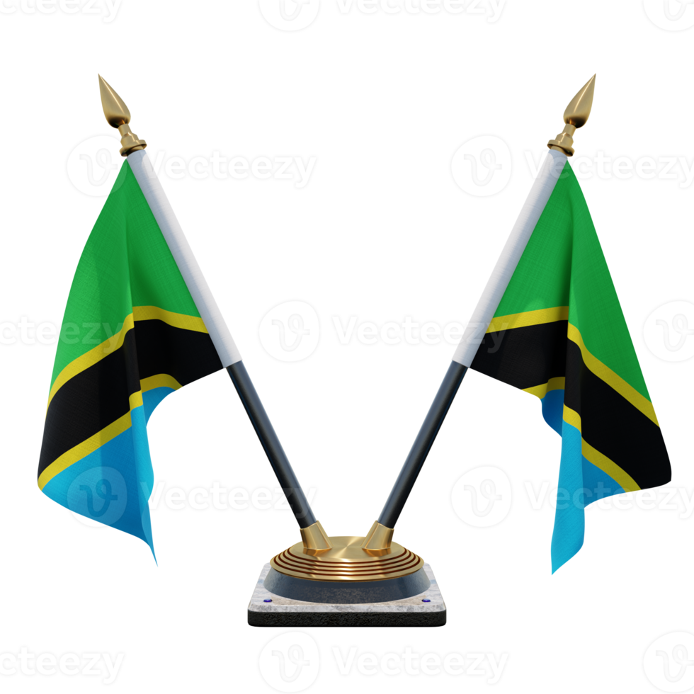 Tanzania 3d illustration Double V Desk Flag Stand png