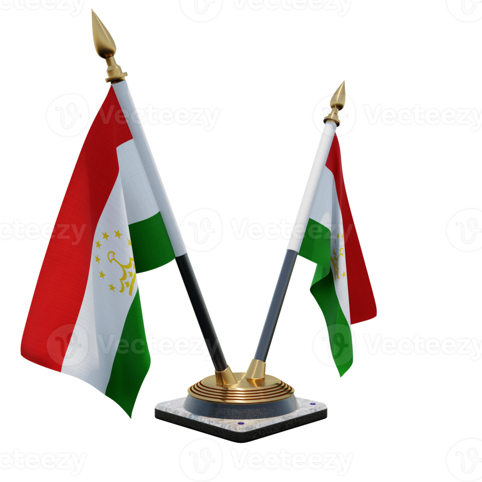 Tajikistan 3d illustration Double V Desk Flag Stand png