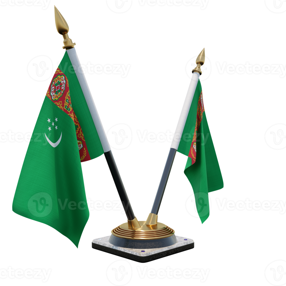 Turkmenistan 3d illustration Double V Desk Flag Stand png