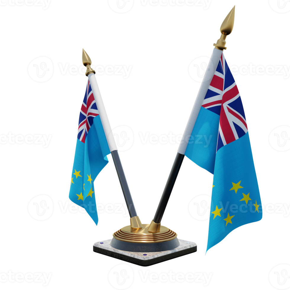 Tuvalu 3d illustration Double V Desk Flag Stand png