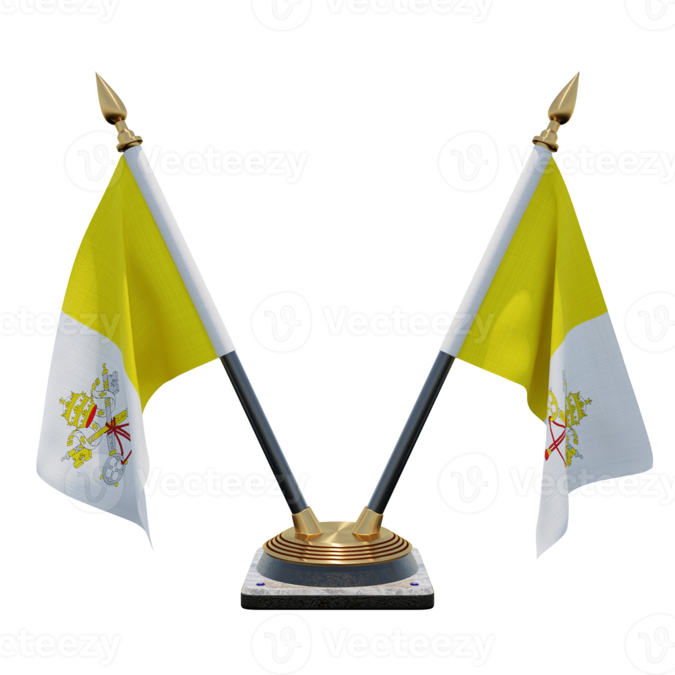 Vatican City 3d illustration Double V Desk Flag Stand png