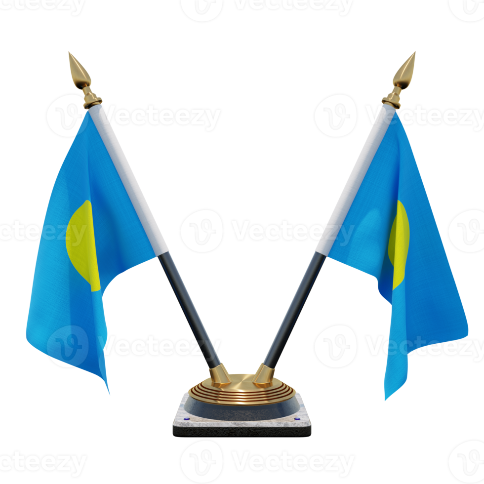 Palau 3d illustration Double V Desk Flag Stand png