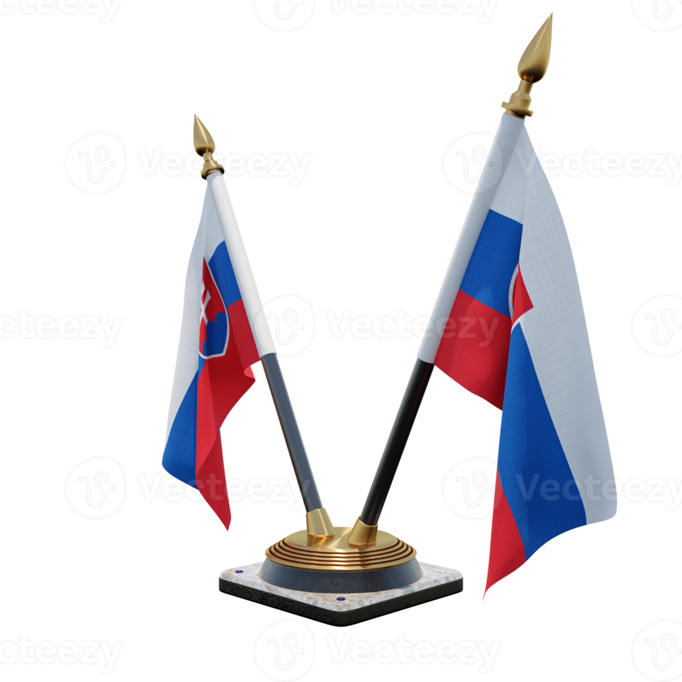 Slovakia 3d illustration Double V Desk Flag Stand png