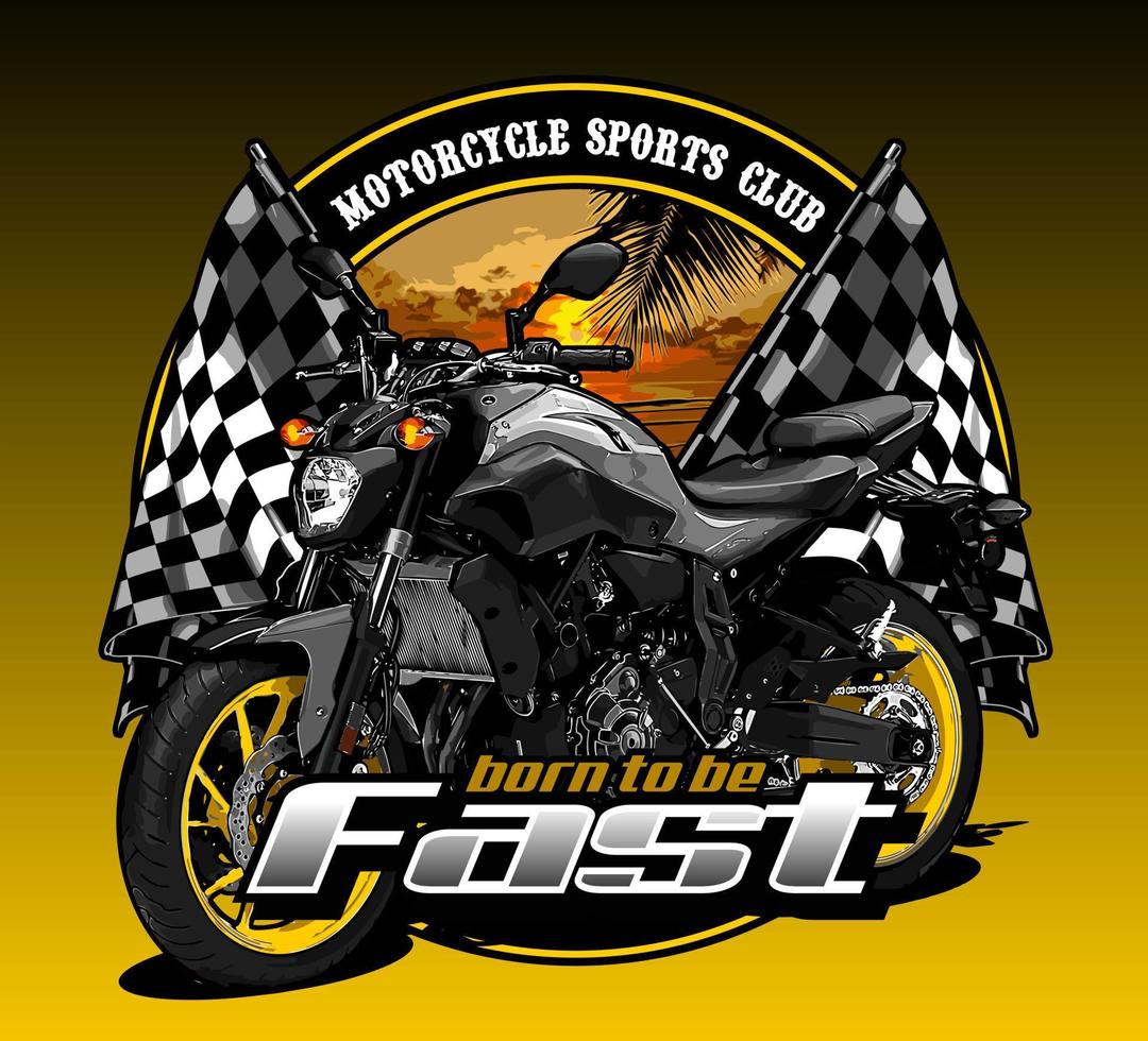 racing flag and motorcycle vector