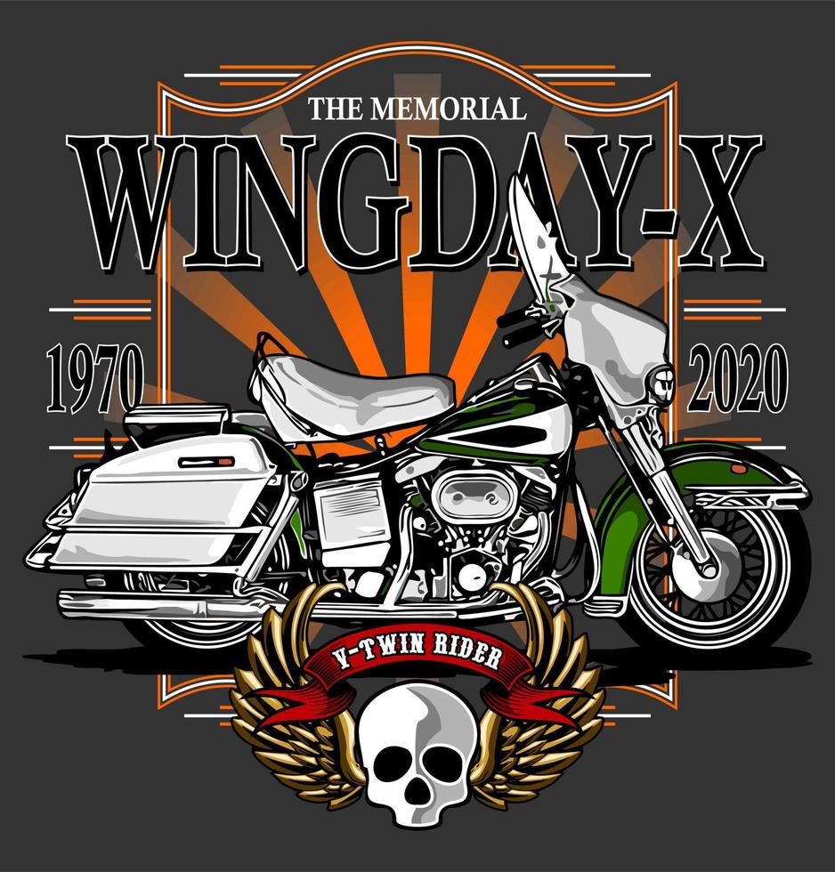 motorcycle and wing day pin vector