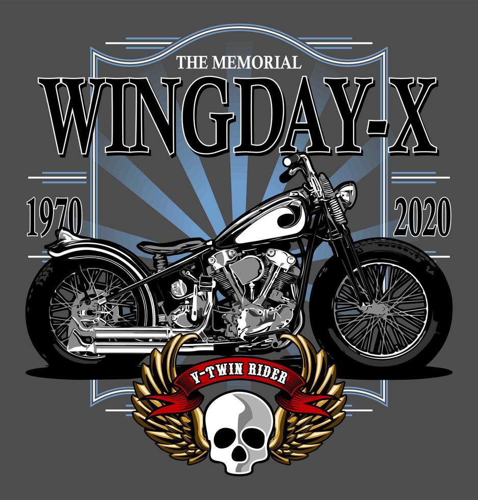 motorcycle and wing day pin vector
