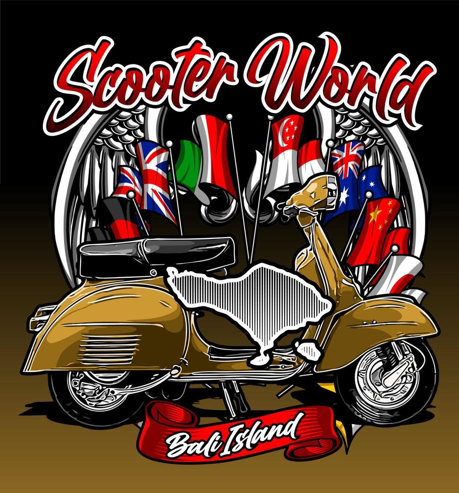 retro two stroke scooter vector