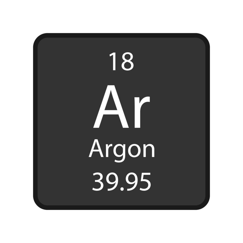 Argon symbol. Chemical element of the periodic table. Vector illustration.