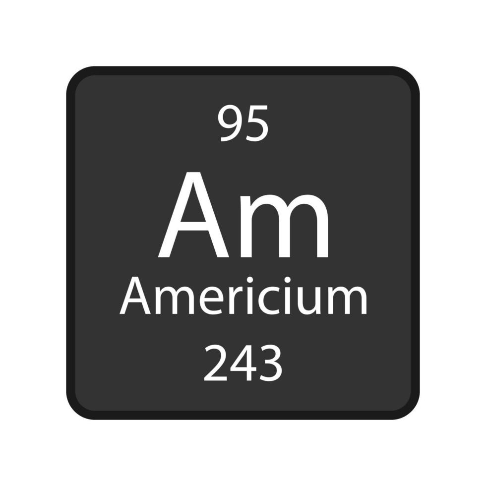 Americium symbol. Chemical element of the periodic table. Vector