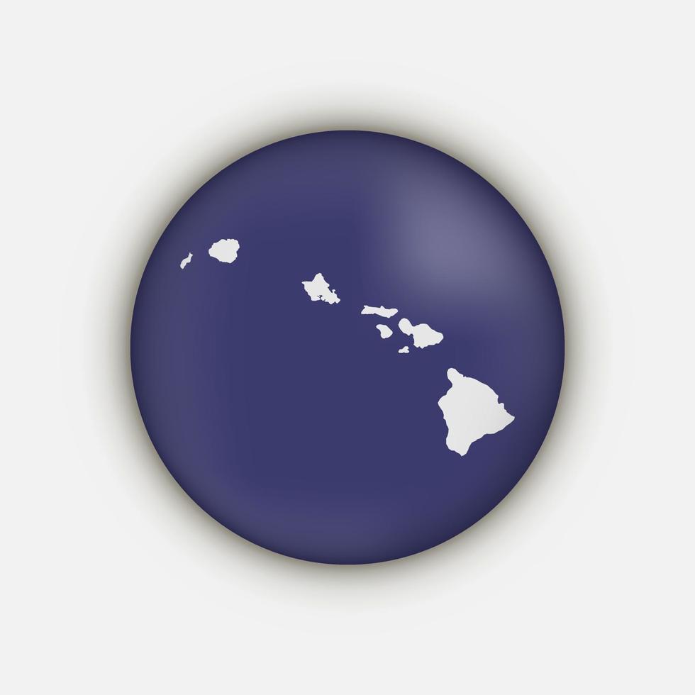 Hawaii state circle map with long shadow vector