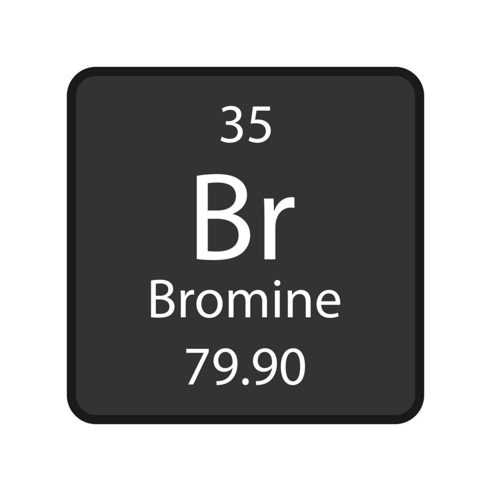 Bromine symbol. Chemical element of the periodic table. Vector