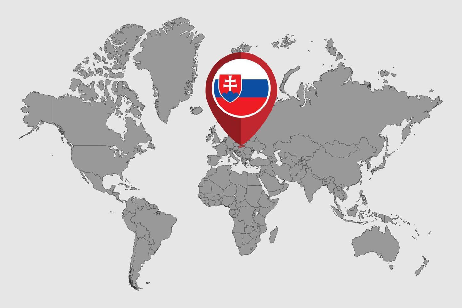 Pin map with Slovakia flag on world map. Vector illustration.