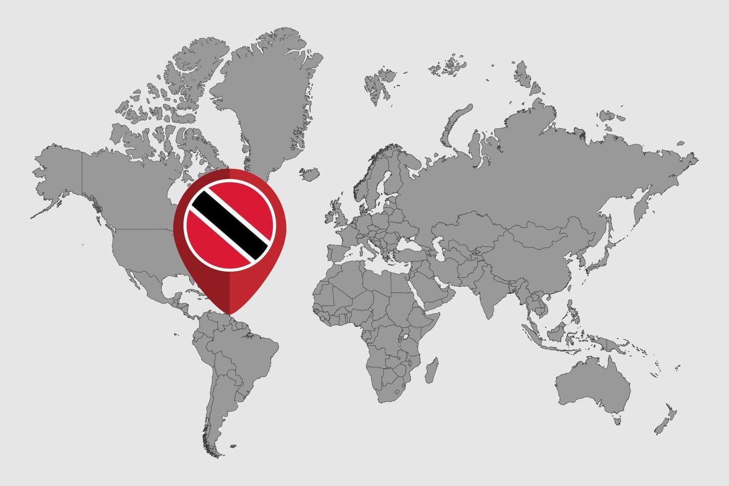 pin mapa con bandera de trinidad y tobago en el mapa mundial. ilustración vectorial vector