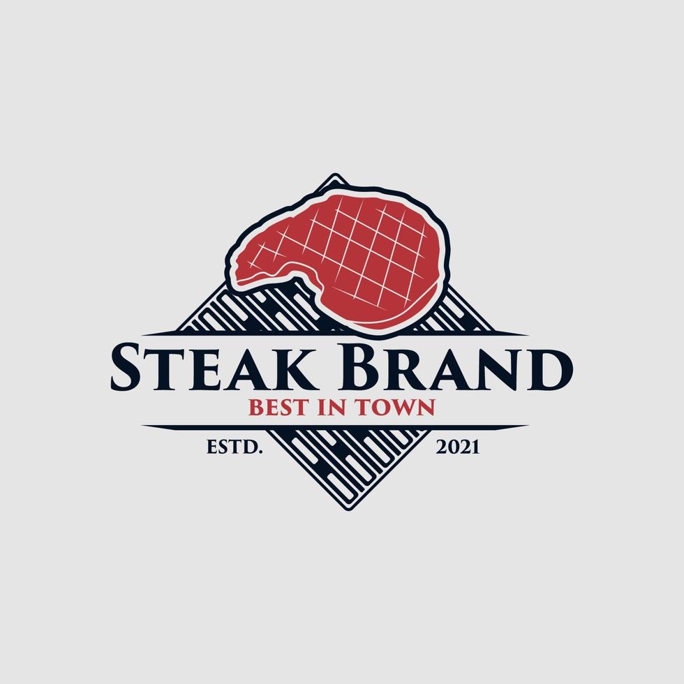 steak store logo design template premium vector