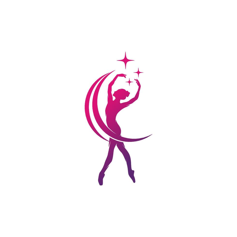 Young gymnast woman dance with ribbon logo vector