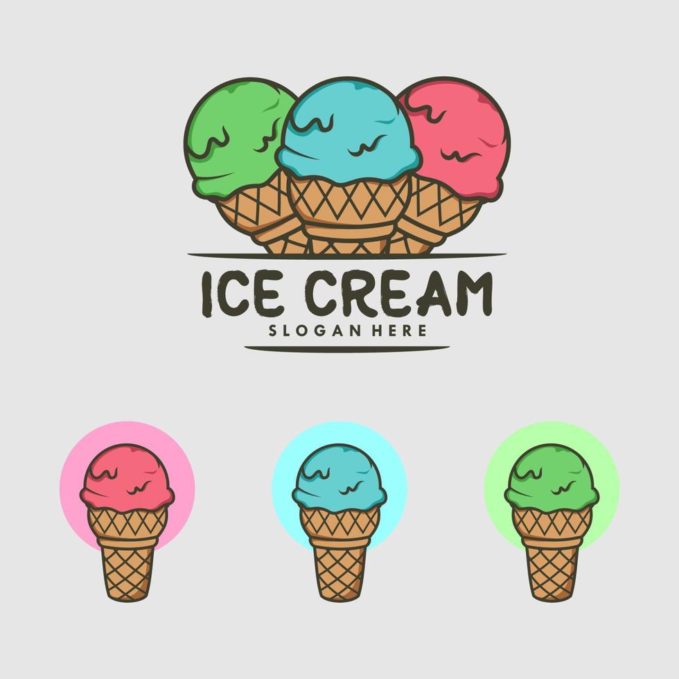 Ice cream Logo design vector template. Concept icon silhouette.