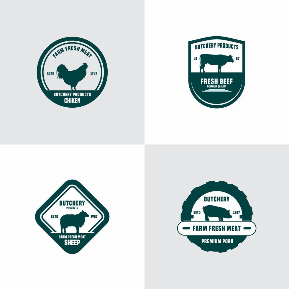 Butchery or meat shop vintage logo template vector